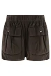 The Mannei Corduroy Texture Elastic Waistband Shorts In Brown