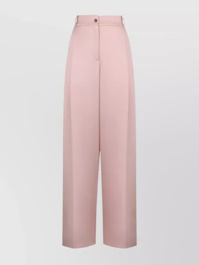 The Mannei Cotton Trousers With Belt Loops And Wide Leg In Pink