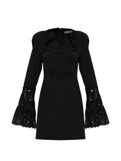The Mannei Crochet-trim Flared-sleeve Mini Dress In Multi