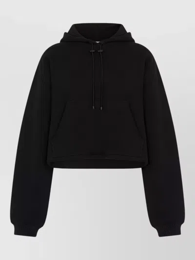 The Mannei Cropped Cotton Hoodie Long Sleeves In Black