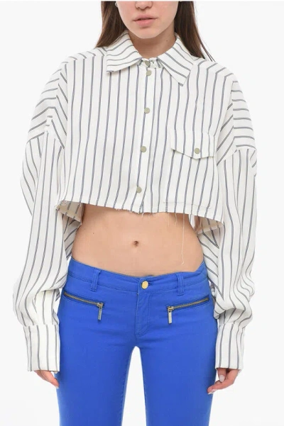 The Mannei Cropped Lamia Shirt With Asymmetric Design In White