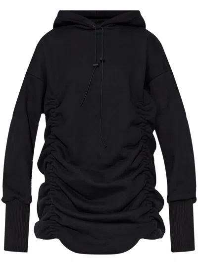 The Mannei Draped Hooded Sweatshirt Dress In Black