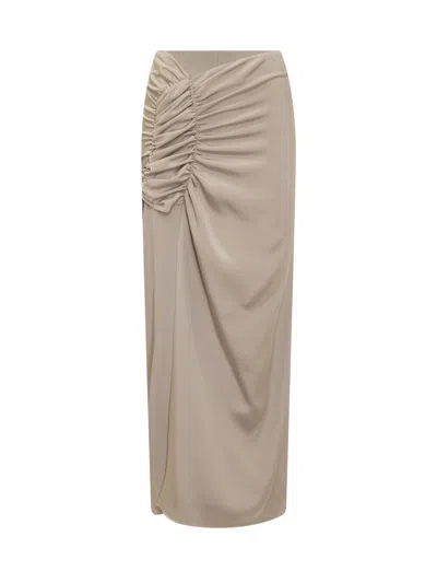 The Mannei Elegant Long Skirt In Beige