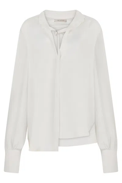The Mannei Elegant Long Sleeve Silk Shirt In White