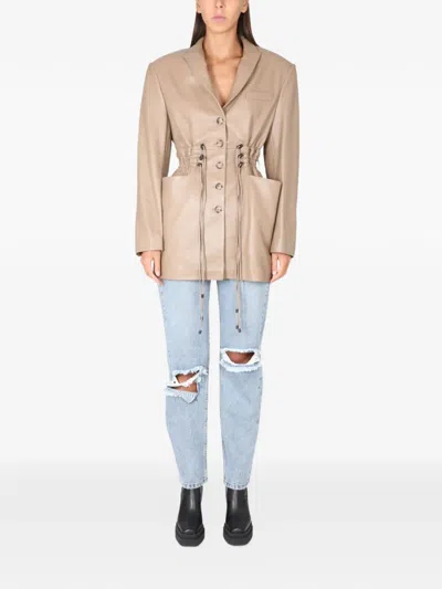 The Mannei Gathered-wait Blazer In Neutral