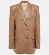 The Mannei Greenock Single-breasted Leather Blazer In Beige