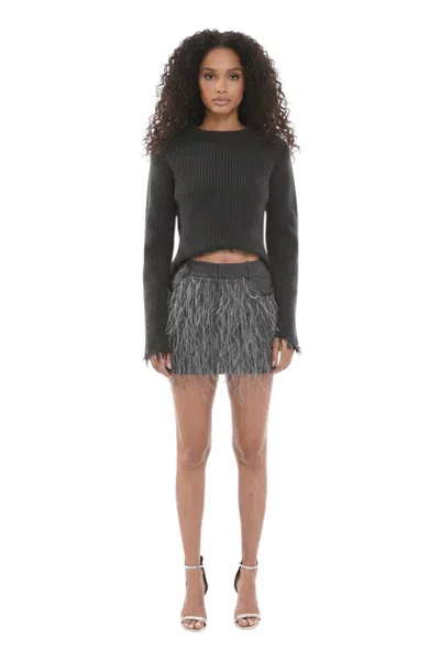 The Mannei Grey Textured Mini Skirt In Gray