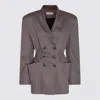 THE MANNEI THE MANNEI GREY VISCOSE AND WOOL BLEND ANTIBES BLAZER