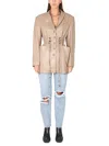 The Mannei Ruched-detail Single-breasted Jacket In Beige