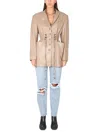 The Mannei Ruched-detail Single-breasted Jacket In Beige