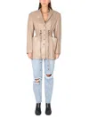 The Mannei Ruched-detail Single-breasted Jacket In Beige