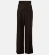 The Mannei Pinstripe Flared Wool Trousers In Brown