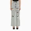 The Mannei Lathi Blue Wide Denim Jeans With Wear In Blue