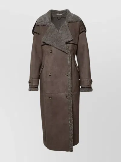 The Mannei Jordan Dove Grey Suede Coat In Beige