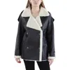 The Mannei Jordan Womens Shearling Lined Double-breasted Leather Jacket In Multi