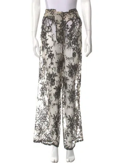 Pre-owned The Mannei Lace Pattern Wide Leg Pants In Neutral