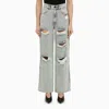 The Mannei Lathi Blue Wide Denim Jeans With Wear In Blue