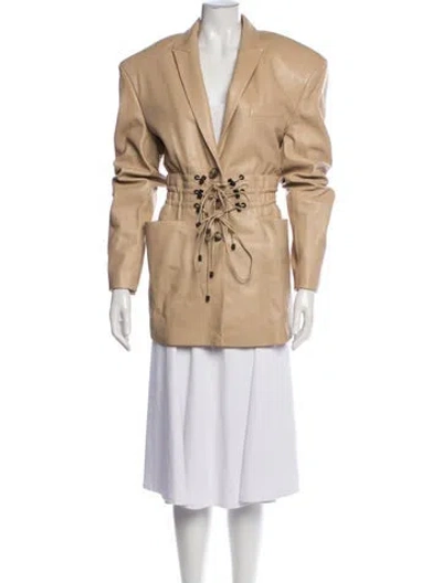 Pre-owned The Mannei Leather Blazer In Neutral