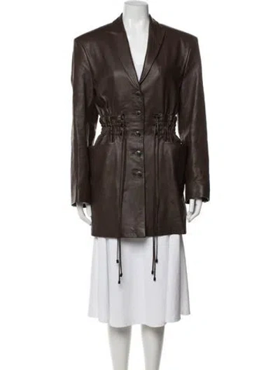 Pre-owned The Mannei Leather Coat In Brown