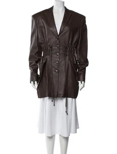 Pre-owned The Mannei Leather Coat In Brown