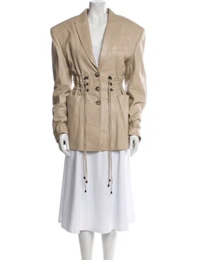 Pre-owned The Mannei Leather Coat W/ Tags In Neutral