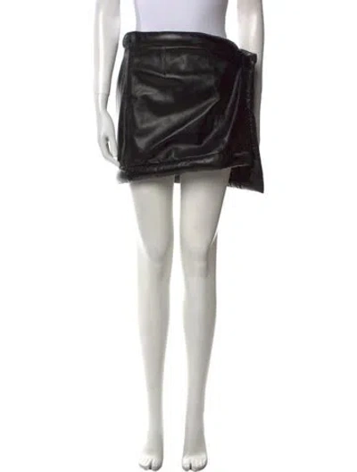 Pre-owned The Mannei Leather Mini Skirt In Black