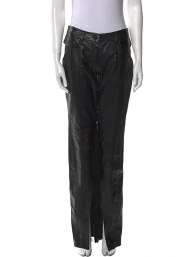 Pre-owned The Mannei Leather Wide Leg Pants In Black