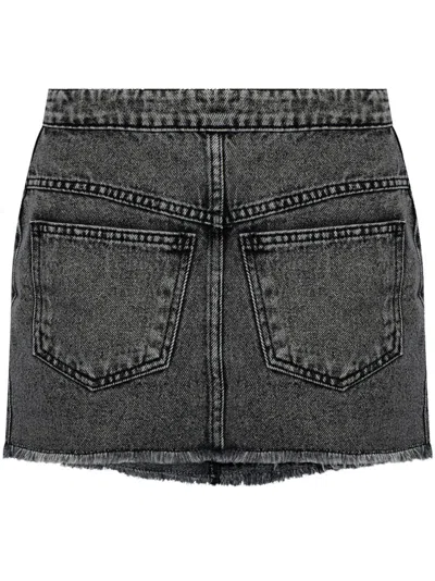 THE MANNEI LOGO-PATCH DENIM SKIRT