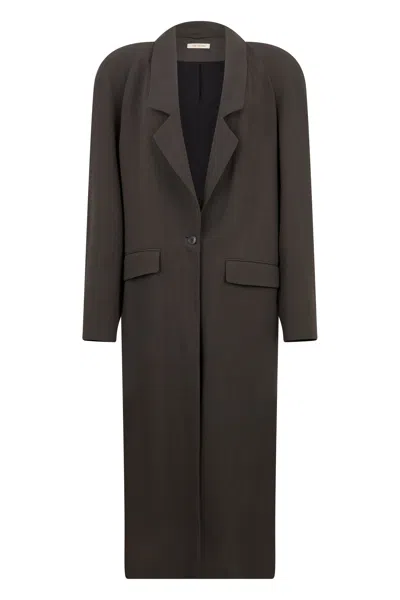 The Mannei Long Cotton Jacket In Brown