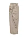 The Mannei Womens Mid Calf Ruched Midi Skirt In Beige