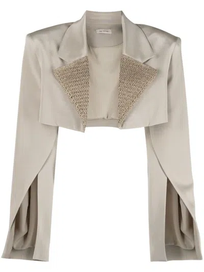 THE MANNEI MARICA CROCHET-PANEL CROPPED BLAZER
