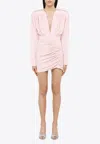 The Mannei Pink Draped Silk Dress In Pink
