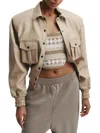 THE MANNEI PARLA WOMENS COLLAR LEATHER BOMBER JACKET