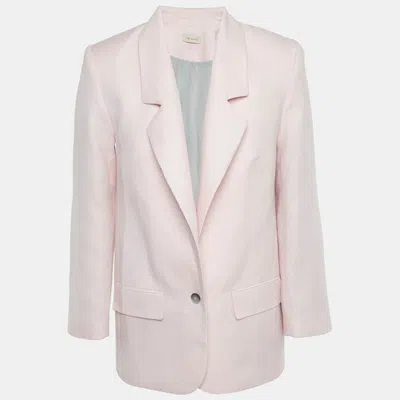 The Mannei Pink Linen Single Breasted Oversized Volterra Blazer