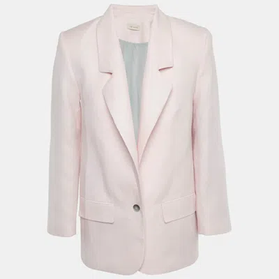 The Mannei Pink Linen Single Breasted Oversized Volterra Blazer S