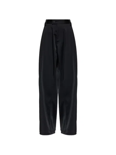 The Mannei Pleated Wide-leg Trousers In Black