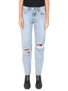 The Mannei Sara Jeans Belt Loops Distressed Detailing In Blue