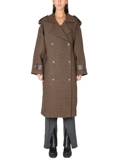 The Mannei Double-breasted Button-fastening Coat In Brown