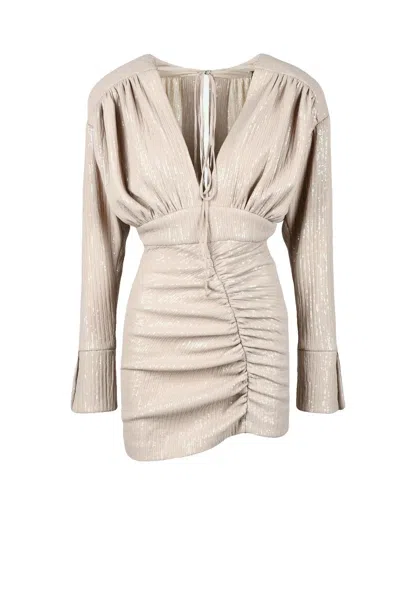 The Mannei Short Sequin Dress - Beige In Brown