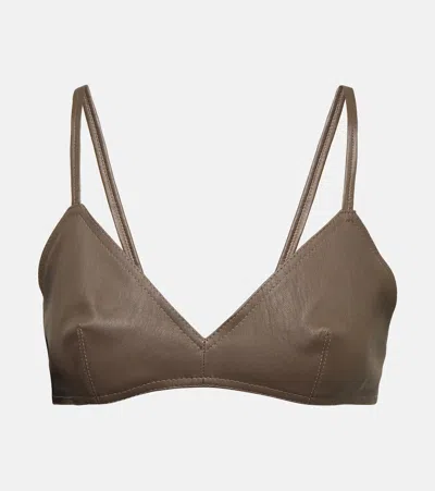 The Mannei Sierra Leather Bralette In Taupe