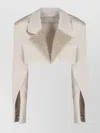 The Mannei Silk Blazer With Textured Lapel And Cropped Length