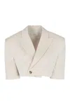 The Mannei Cropped One Button Jacket With Lapel Collar