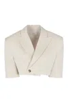 The Mannei Cropped One Button Jacket With Lapel Collar