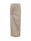 The Mannei Womens Mid Calf Ruched Midi Skirt In Beige