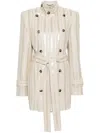 The Mannei Stockholm Sequin Striped Coat In Neutrals