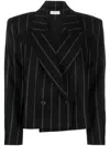 The Mannei Bert Striped Double Breasted Blazer In Black