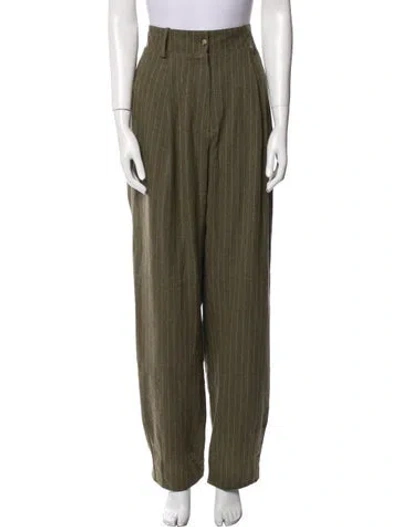 Pre-owned The Mannei Striped Wide Leg Pants In Green