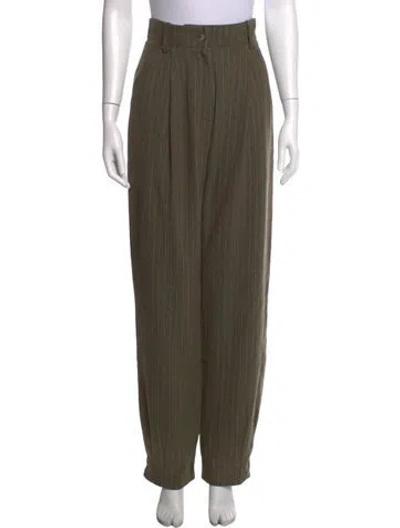 Pre-owned The Mannei Striped Wide Leg Pants In Green