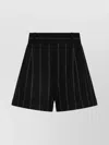 The Mannei Striped Wool Shorts With Belt Loops In Black