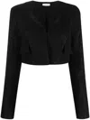 The Mannei Cropped Silk Jacket Sequin Embellishments In Black
